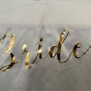 Bride silky robe NEW without tags One Size White and Gold
